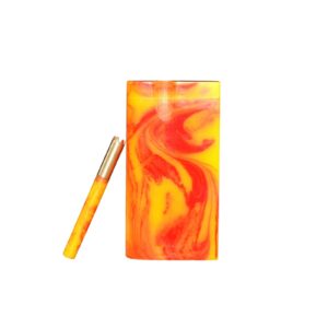 Orange and Yellow Resin Dugout 4 Inch with One Hitter