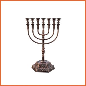 Copper Antique 7 Branch Old Temple Menorah Judaica Hanukkah Candle Holder Candle Stick Candle Holder