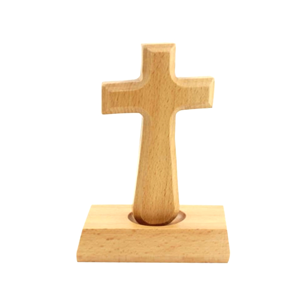 Wooden Magnetic Cross Holding Cross with Base Standing Religious Church Holy Christian Wood Cross for - Image 2