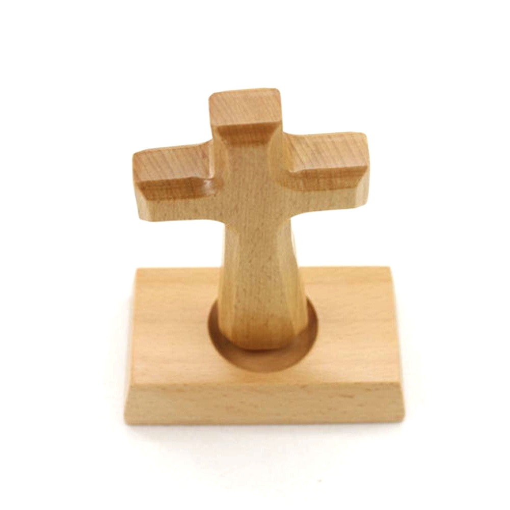 Wooden Magnetic Cross Holding Cross with Base Standing Religious Church Holy Christian Wood Cross for - Image 5