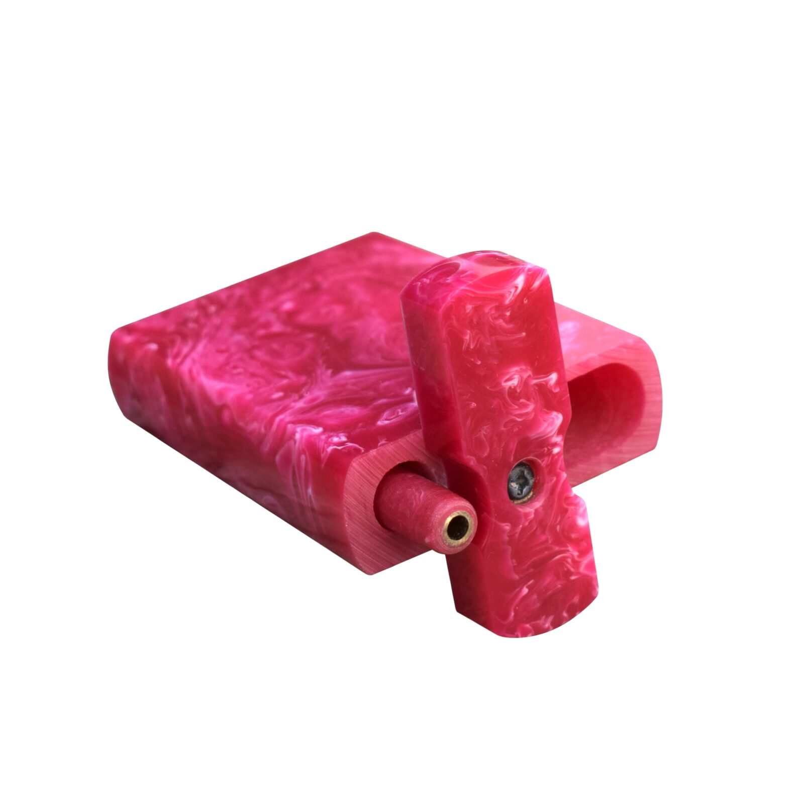 Hand-Crafted Dark Pink 3 Inch Small One Hitter Resin Dugout Set Cigarette Holder Smoking Accessories With Matching Brass - Image 4