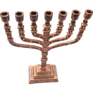 Classic Religious Copper Antique 7 Branch Temple 12 Tribes Of Israel Candle Holder Menorah