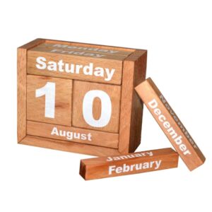 Wooden Perpetual Desktop Block Calendar Natural Standing Wooden Calendar On Desktop For Office & Home Use Calendar