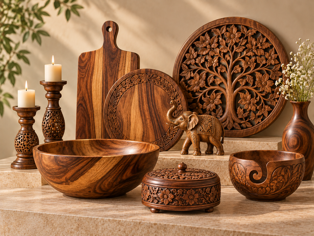Handcrafted wooden products by Essential Handicrafts