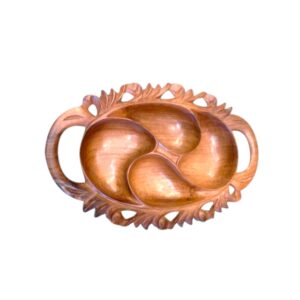 Luxury Design Custom Laser Logo CNC Work Wooden Divided Dish Nuts Candy Dry Fruits Plate Serving Tray Wood Dry Fruit Pla