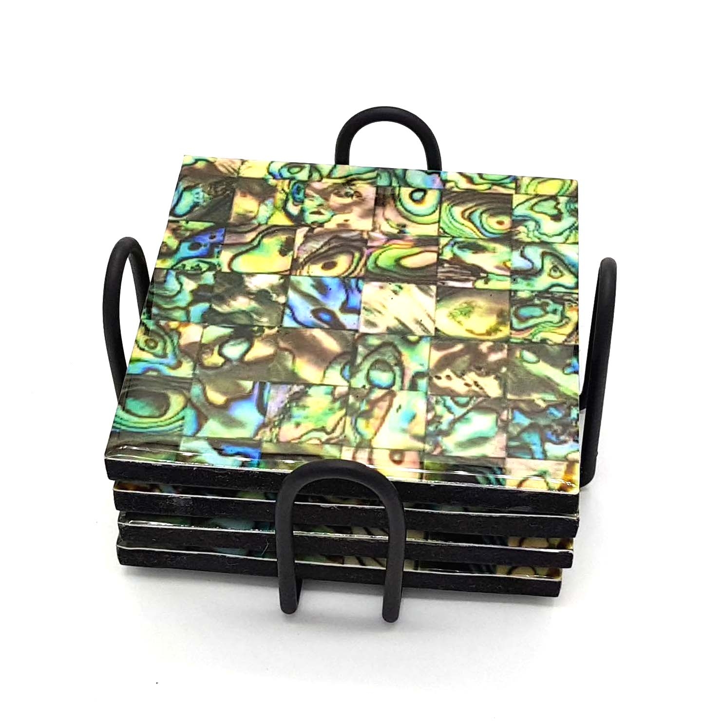New Large Size Set Of 4 Coasters With Metal Stand For Dining Table Home Restaurant And Hotel For - Image 3