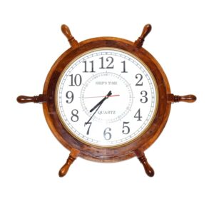 Ship Wheel Wooden Large Wall Clock Is Made Of High Quality Mango Wood Completely Finished product