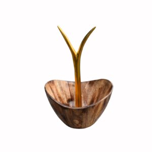 Vintage Design Wooden Serving Bowl With Banana tree hanger Fruit Platers Round Salad Server Bowl