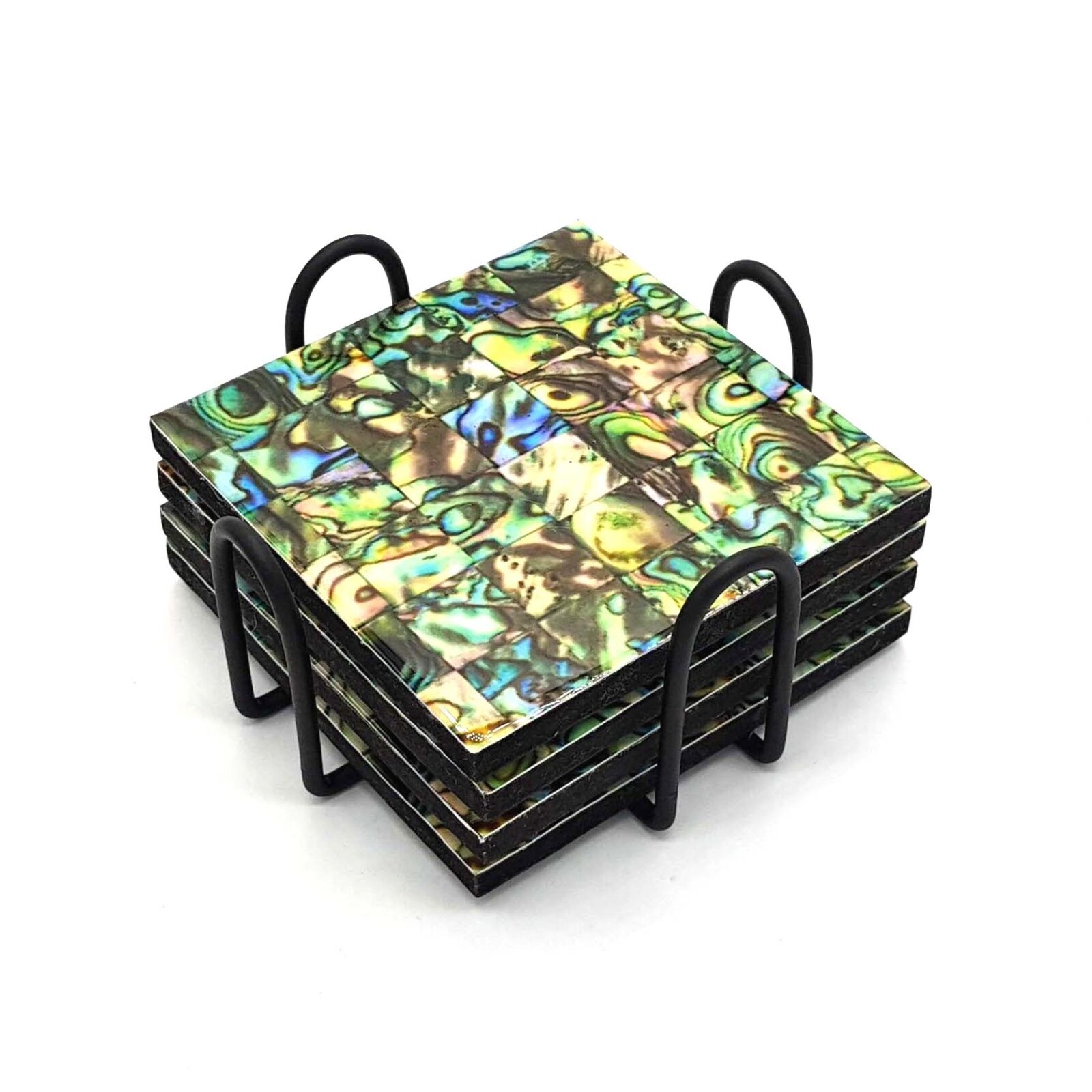 New Large Size Set Of 4 Coasters With Metal Stand For Dining Table Home Restaurant And Hotel For - Image 4