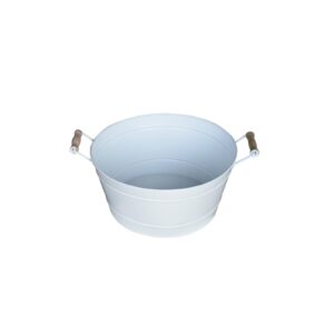 High Range Planter Plant Bucket Shaped White Iron Handle Party Tub Wine Chillar Round Tub For Home And Garden