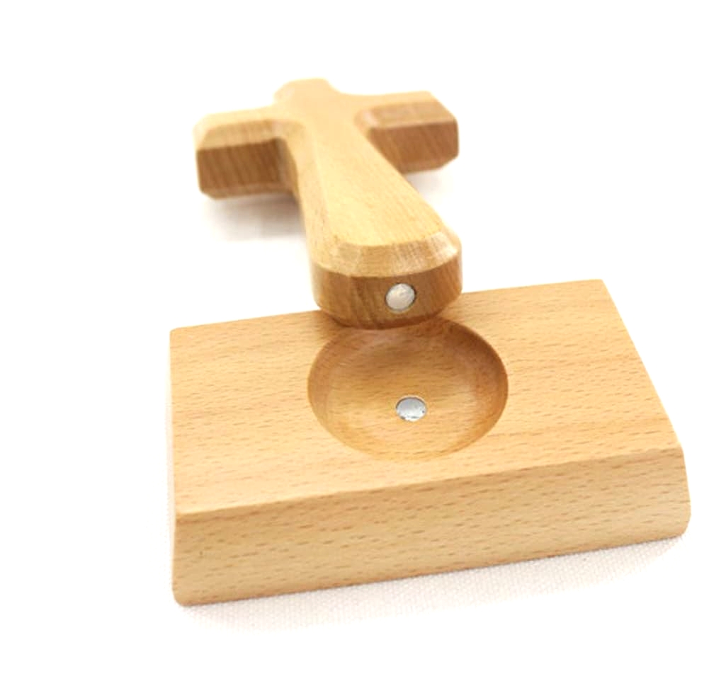 Wooden Magnetic Cross Holding Cross with Base Standing Religious Church Holy Christian Wood Cross for - Image 6