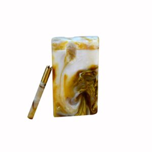 Pearl White and Yellow Resin Dugout 4 Inch with Magnetic Lid