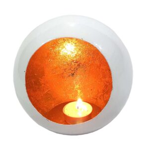 New Arrivals Candelabra Votive Mercury Gold Colored Interior And White Iron Outside Tealight Candle Holders for Weddings