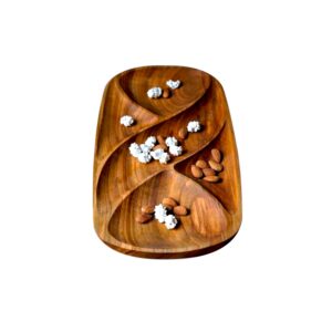 Wholesale Customized round Acacia Wooden Serving Tray 5 Compartment Plates for Nuts Dry Fruits