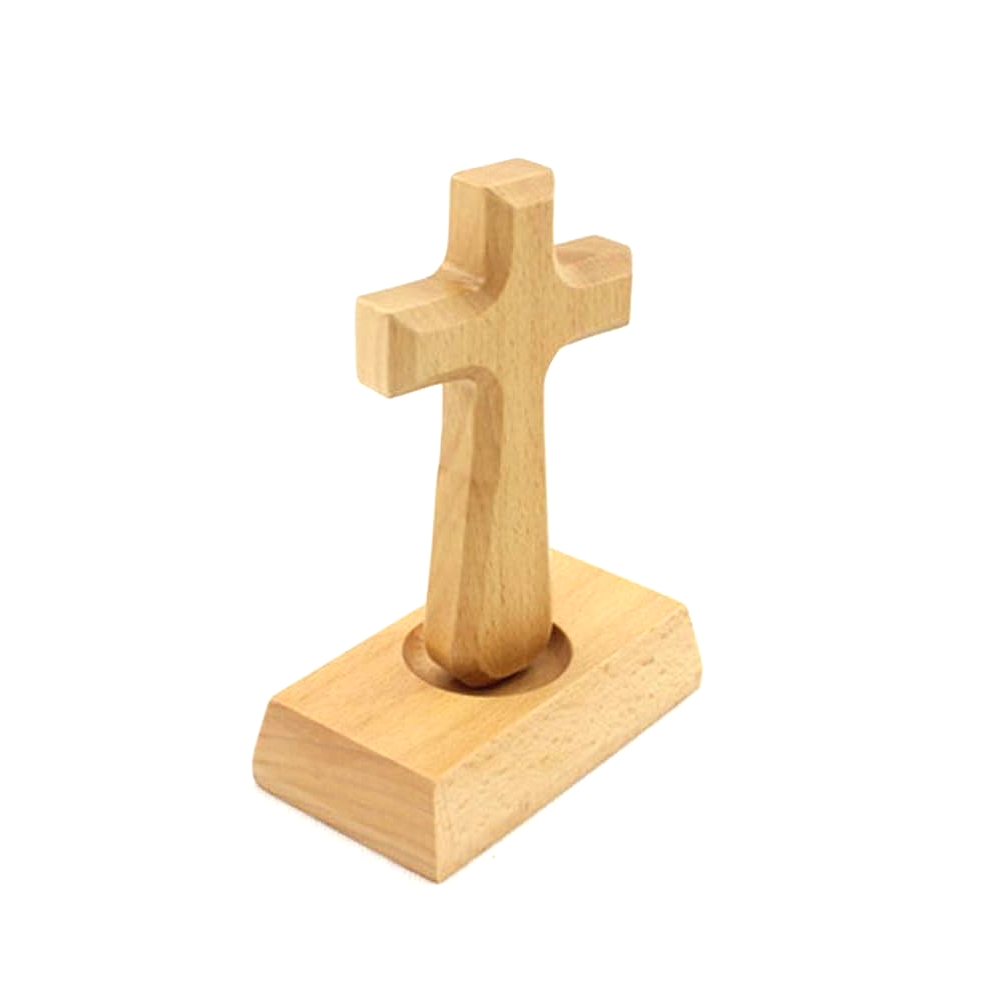 Wooden Magnetic Cross Holding Cross with Base Standing Religious Church Holy Christian Wood Cross for