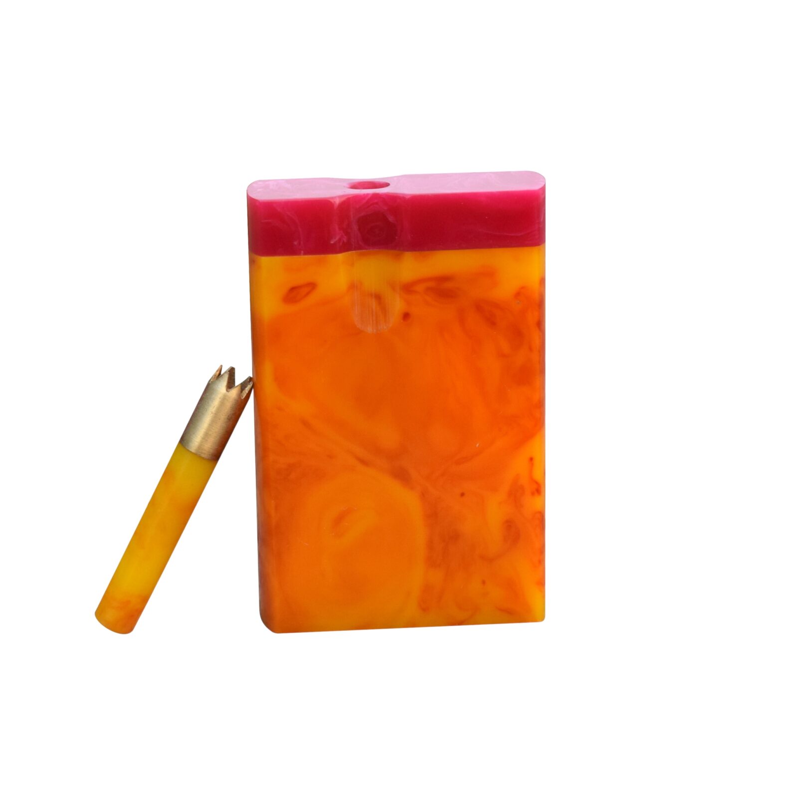 Portable Fancy 3" Orange And Dark Pink Cigarette Holder Pipe Accessories Tobacco Smoking Herb Storage Case - Image 2