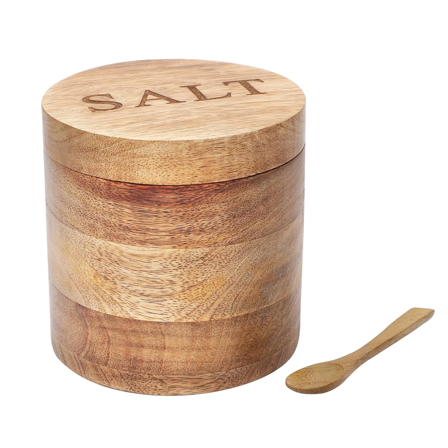 Acacia Wood Salt or Spice Box Spice Jars Containers Seasoning Storage Box with Magnetic Swivel Lid - Image 5