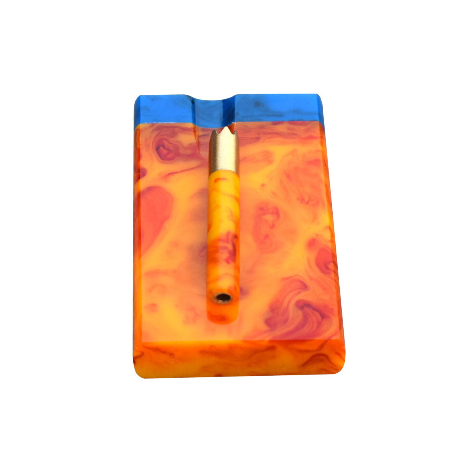 Small And Handy With Wider And Deeper Chamber 3" Resin Dugout With Matching Brass Bat One Hitter Stash Box Case - Image 3