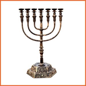 Artware Hand Work Religious Brass Antique 7 Branch Old Temple Menorah Candle Holder Candle Stick