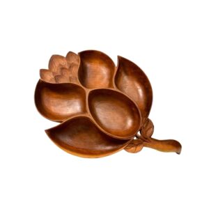 High Range Sustainable Serving Tray Laser Cut Wood CNC Carved from Brown Walnut Dry Fruit Wood Material  Plates