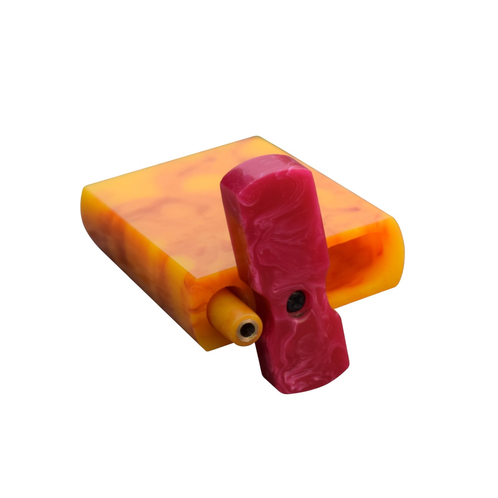 Portable Fancy 3" Orange And Dark Pink Cigarette Holder Pipe Accessories Tobacco Smoking Herb Storage Case