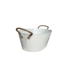 High Quality Ice Bucket Shaped White Iron Rope Wine Chillar Tub Planter Plant Party Tub For Home And Garden