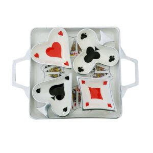 Customized High Quality Colorful Playing Cards Poker Serving Tray Platter With 4 Bowls For Table Decor Tabletop Serving