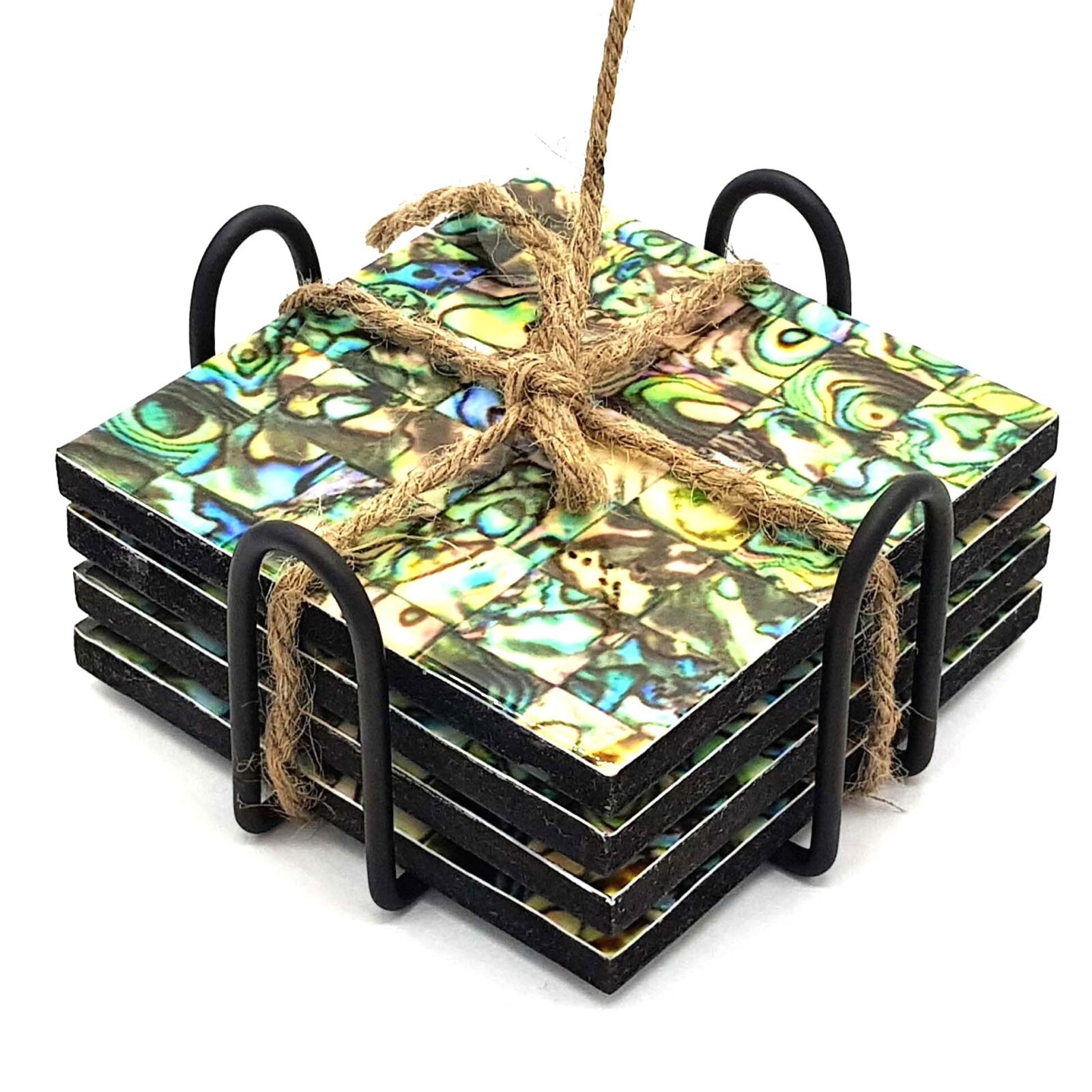 New Large Size Set Of 4 Coasters With Metal Stand For Dining Table Home Restaurant And Hotel For - Image 2
