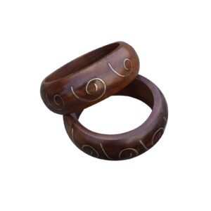 Natural Wooden Handmade Ethnic Large Bangles Bracelet Jewelry for Women Girls Wood Cuff Bracelet | EH-922