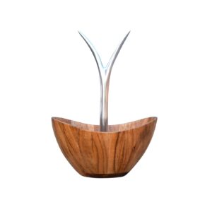 Good Range Mango Wood & Aluminium Fruit Bowl Banana Tree Hanger Large Kitchen Counter Salad Bowls
