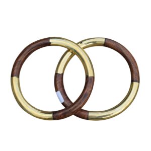 Natural Wooden & BrassvHandmade Ethnic Large Bangles Bracelet Jewelry for Women Girls Wood Cuff