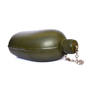 New Range Canteen Hiking Aluminum Water Bottle Olive Green Portable Canteen with Screw on Lid and Chain Water Bottle