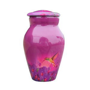 Pink Hummingbird Keepsake Aluminum Cremation Urn