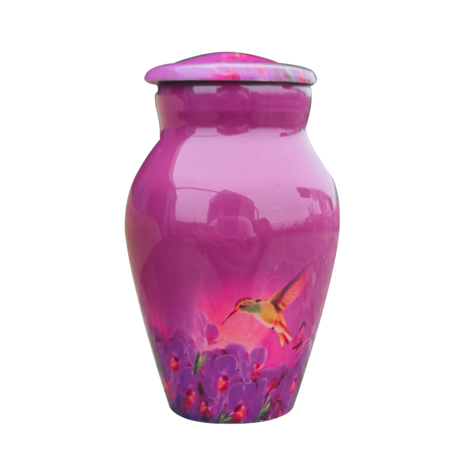 Pink Hummingbird Keepsake Aluminum Cremation Urn