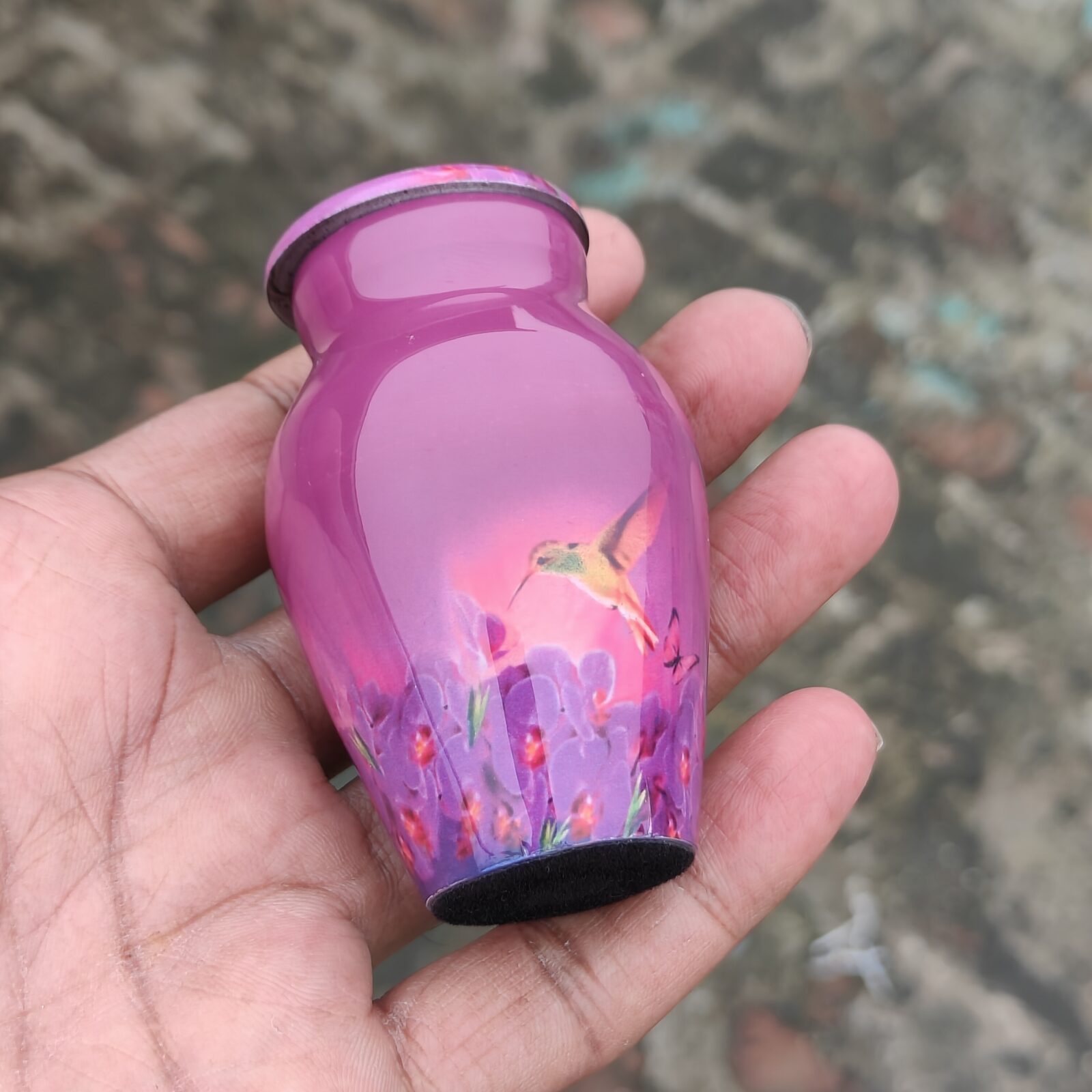 Pink Hummingbird Keepsake Aluminum Cremation Urn - Image 5