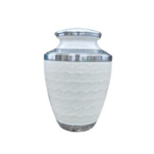 White Textured Adult Aluminum Cremation Urn