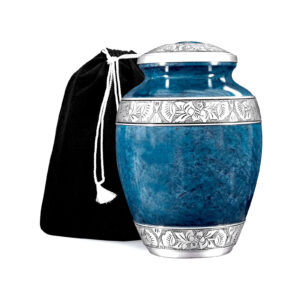 Blue Silver Adult Aluminum Cremation Urn